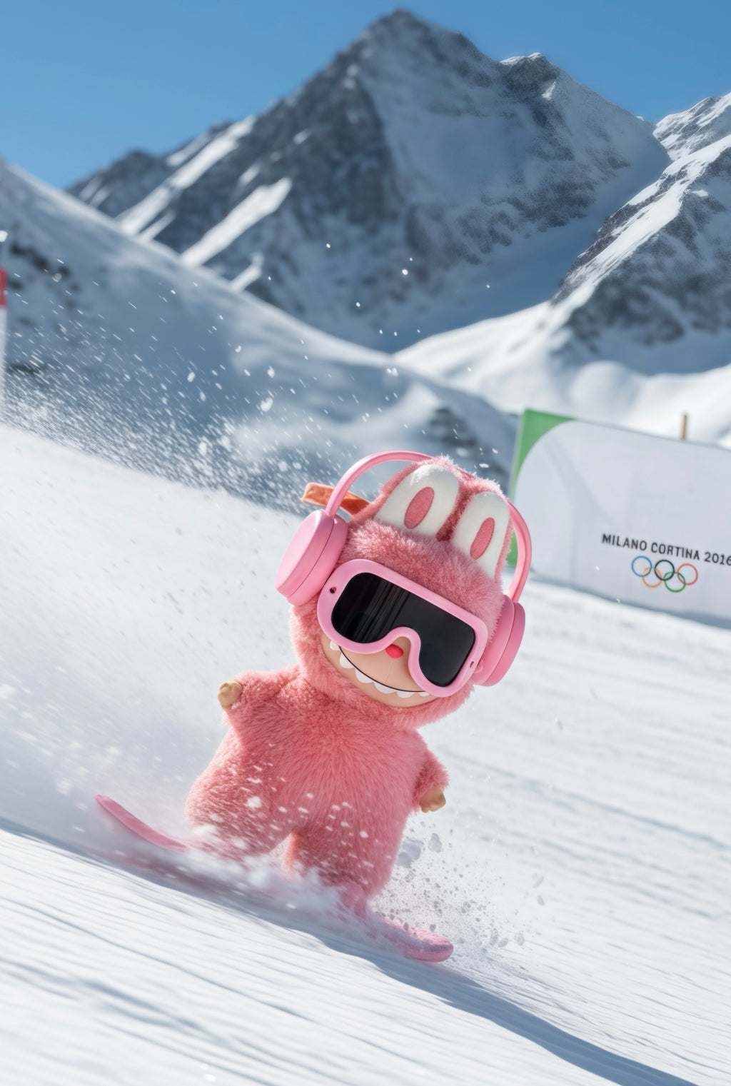 Authentic Labubu 4.0 Hidden Pink for Love 💖 Winter Olympic Snowboard Set